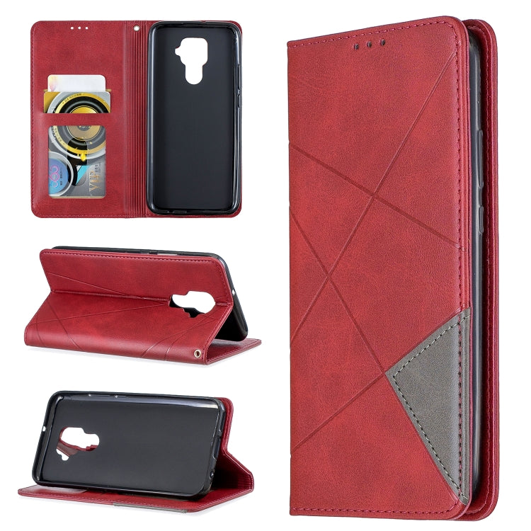 For Huawei Mate 30 Lite Rhombus Texture Horizontal Flip Magnetic Leather Case with Holder & Card Slots