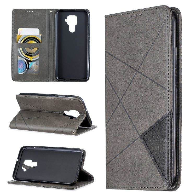 For Huawei Mate 30 Lite Rhombus Texture Horizontal Flip Magnetic Leather Case with Holder & Card Slots