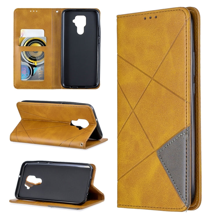 For Huawei Mate 30 Lite Rhombus Texture Horizontal Flip Magnetic Leather Case with Holder & Card Slots
