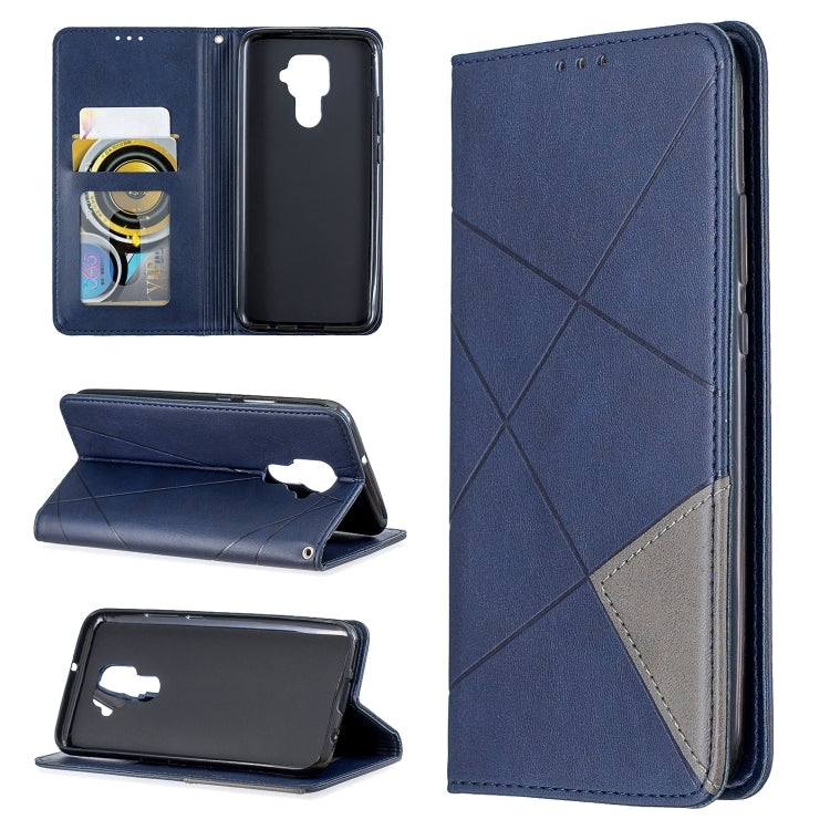 For Huawei Mate 30 Lite Rhombus Texture Horizontal Flip Magnetic Leather Case with Holder & Card Slots