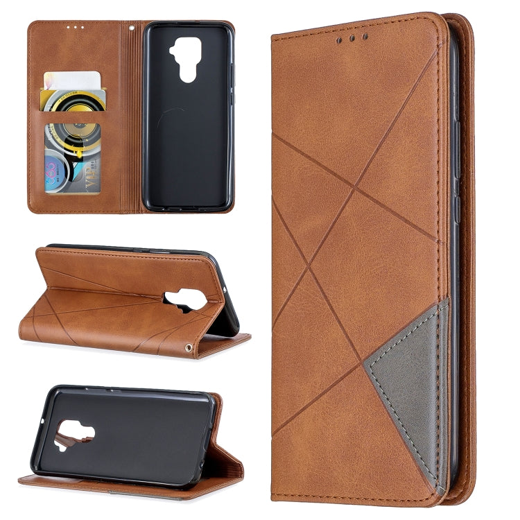 For Huawei Mate 30 Lite Rhombus Texture Horizontal Flip Magnetic Leather Case with Holder & Card Slots