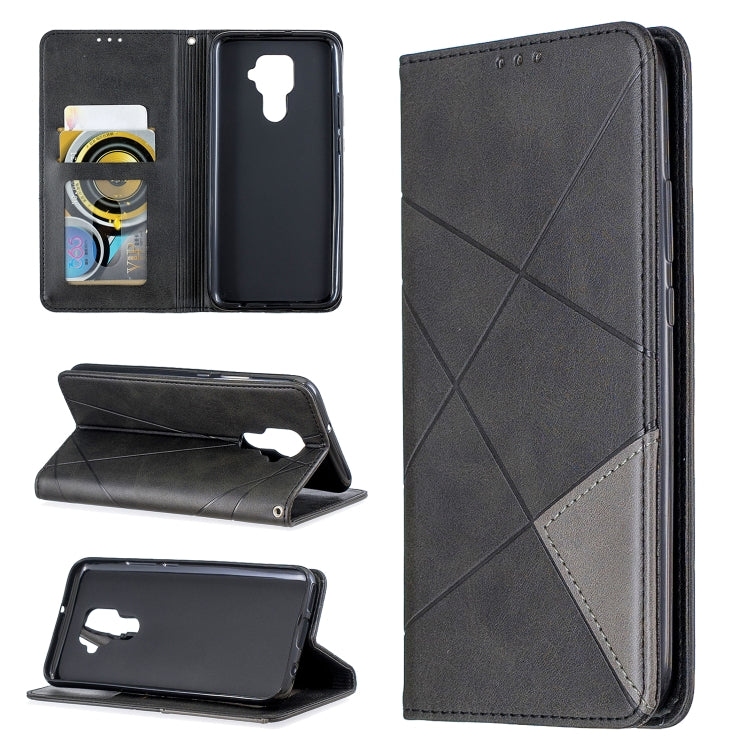 For Huawei Mate 30 Lite Rhombus Texture Horizontal Flip Magnetic Leather Case with Holder & Card Slots