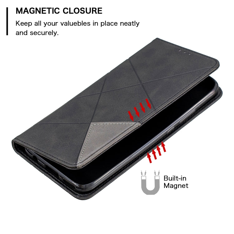 For Huawei Mate 30 Lite Rhombus Texture Horizontal Flip Magnetic Leather Case with Holder & Card Slots