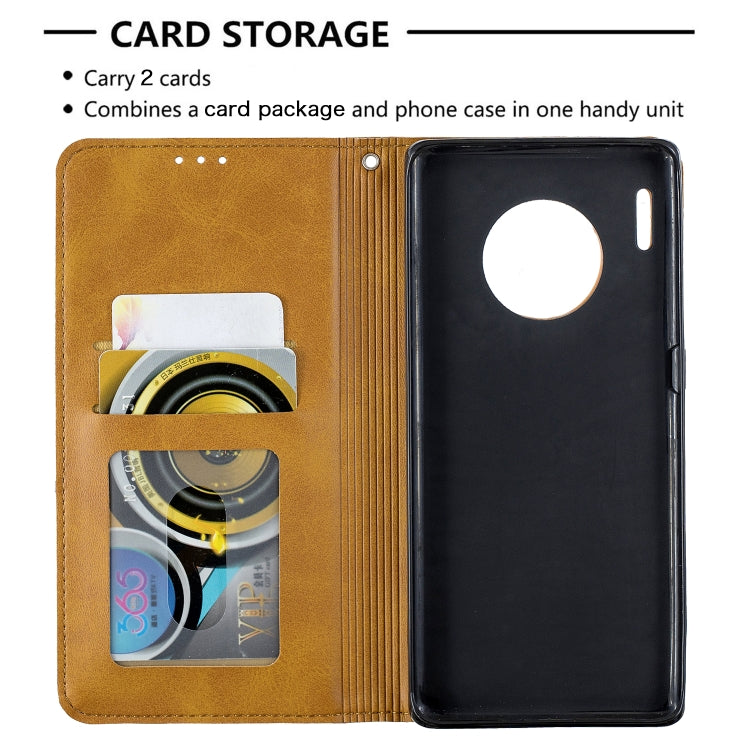 For Huawei Mate 30 Pro Rhombus Texture Horizontal Flip Magnetic Leather Case with Holder & Card Slots
