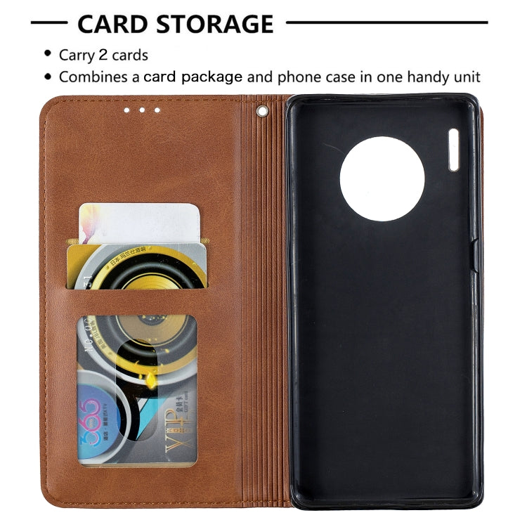 For Huawei Mate 30 Pro Rhombus Texture Horizontal Flip Magnetic Leather Case with Holder & Card Slots