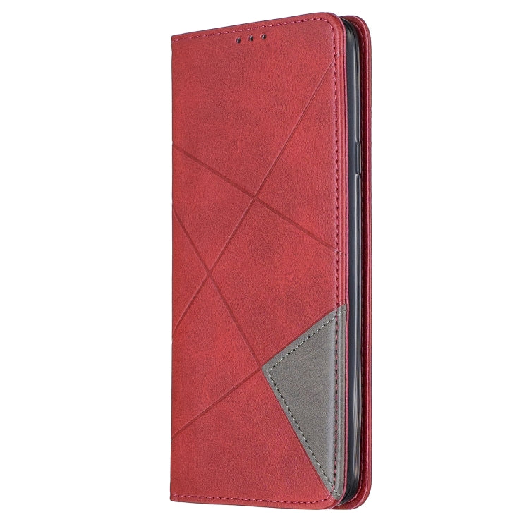 For Galaxy A20s Rhombus Texture Horizontal Flip Magnetic Leather Case with Holder & Card Slots