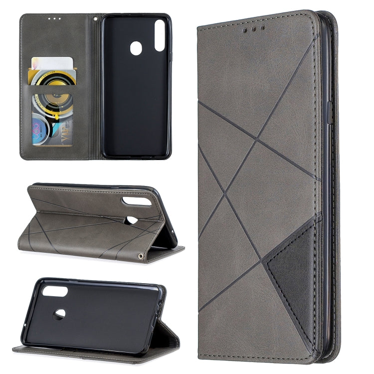 For Galaxy A20s Rhombus Texture Horizontal Flip Magnetic Leather Case with Holder & Card Slots