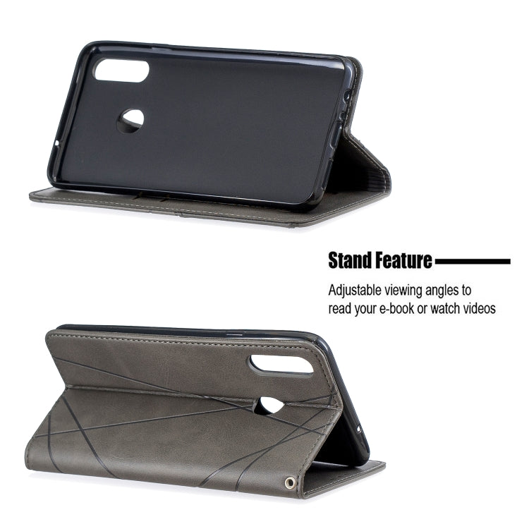 For Galaxy A20s Rhombus Texture Horizontal Flip Magnetic Leather Case with Holder & Card Slots