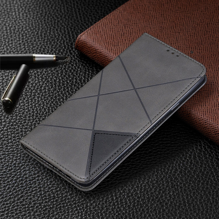 For Galaxy A20s Rhombus Texture Horizontal Flip Magnetic Leather Case with Holder & Card Slots