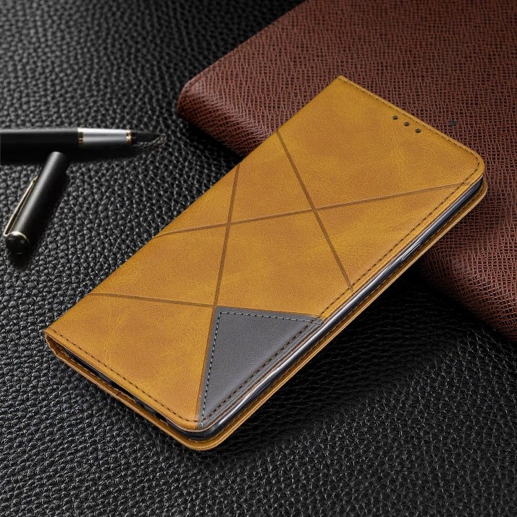 For Galaxy A20s Rhombus Texture Horizontal Flip Magnetic Leather Case with Holder & Card Slots