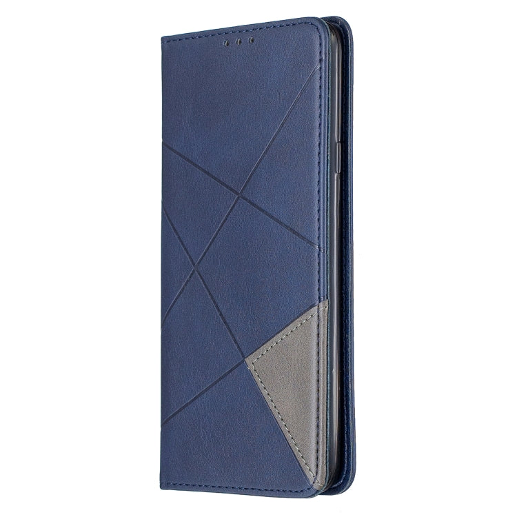 For Galaxy A20s Rhombus Texture Horizontal Flip Magnetic Leather Case with Holder & Card Slots