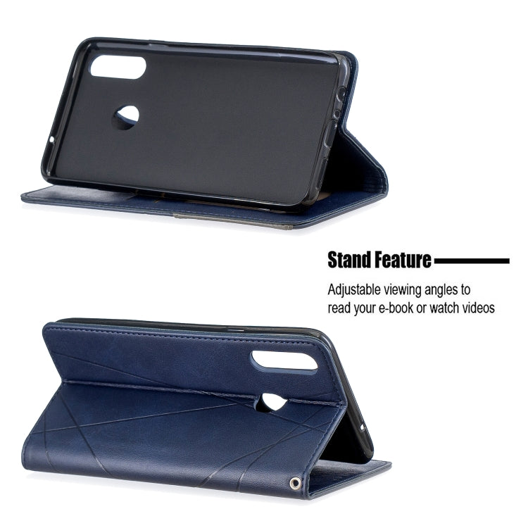 For Galaxy A20s Rhombus Texture Horizontal Flip Magnetic Leather Case with Holder & Card Slots