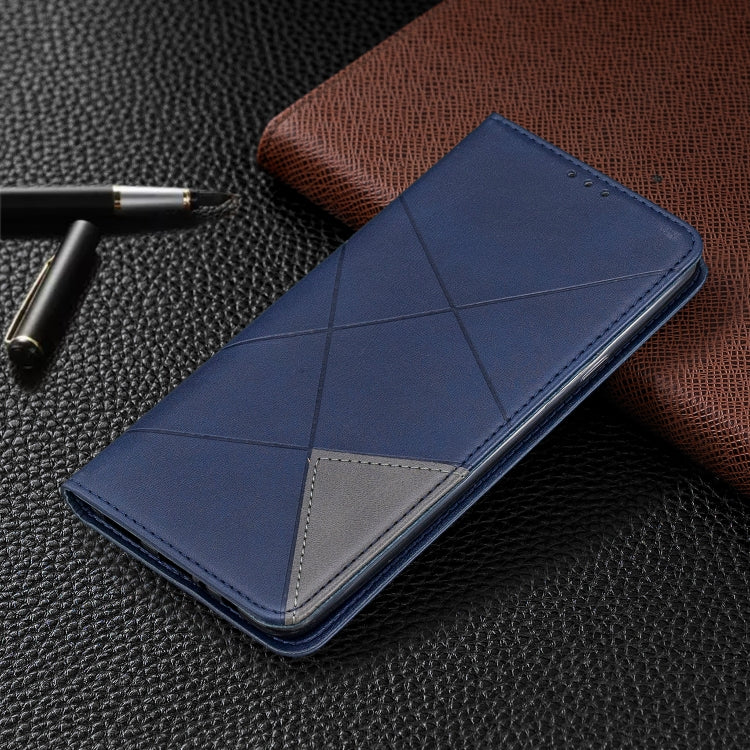 For Galaxy A20s Rhombus Texture Horizontal Flip Magnetic Leather Case with Holder & Card Slots