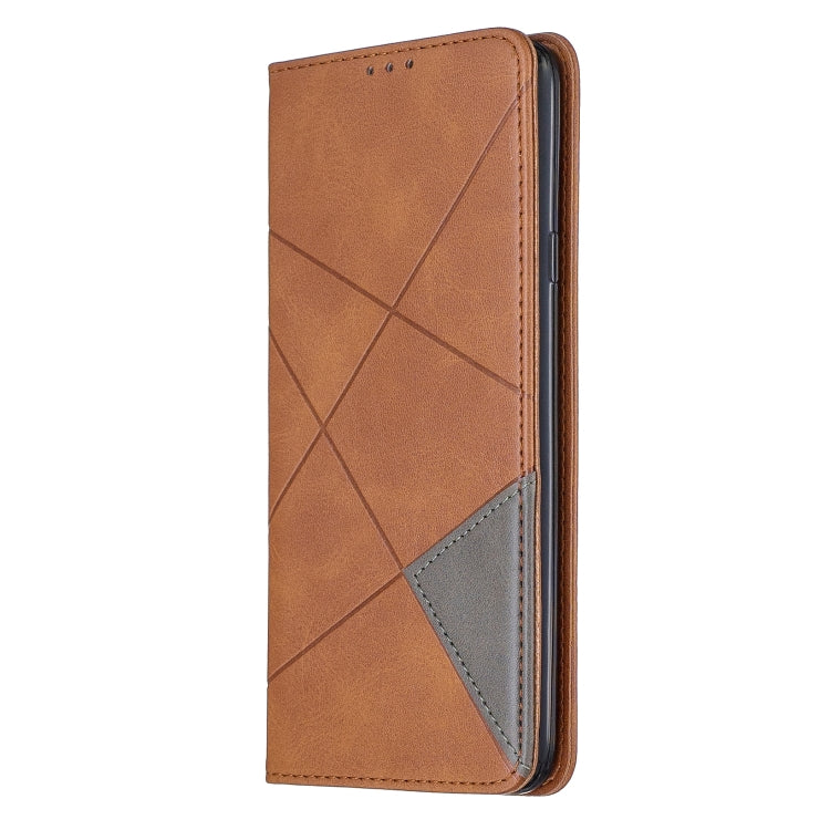 For Galaxy A20s Rhombus Texture Horizontal Flip Magnetic Leather Case with Holder & Card Slots