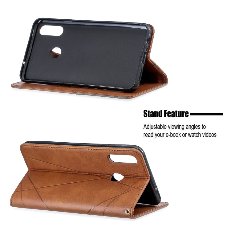 For Galaxy A20s Rhombus Texture Horizontal Flip Magnetic Leather Case with Holder & Card Slots