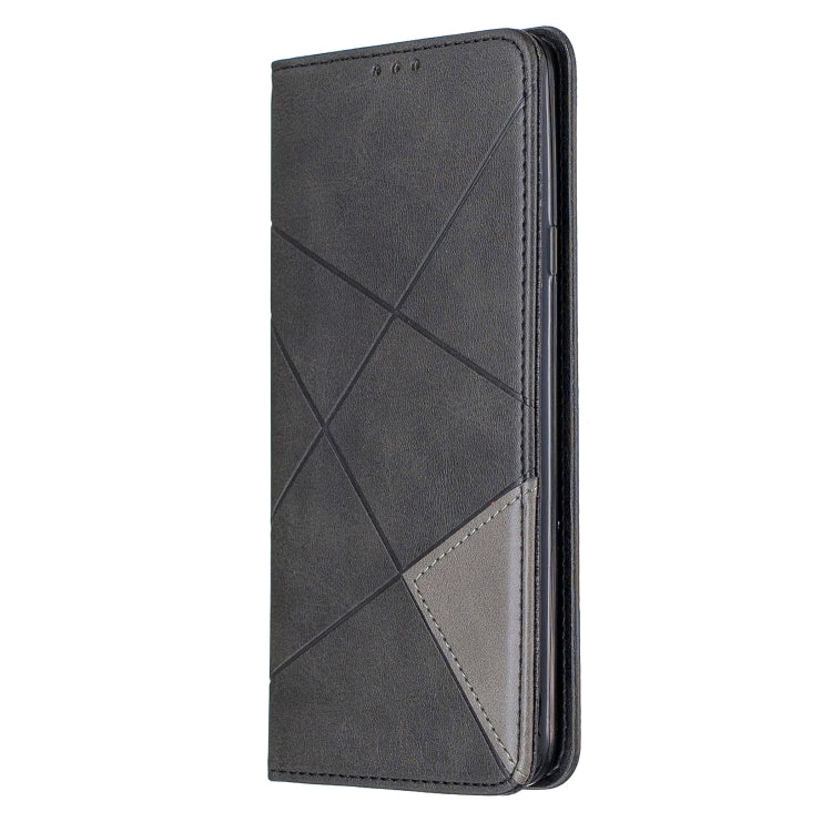 For Galaxy A20s Rhombus Texture Horizontal Flip Magnetic Leather Case with Holder & Card Slots