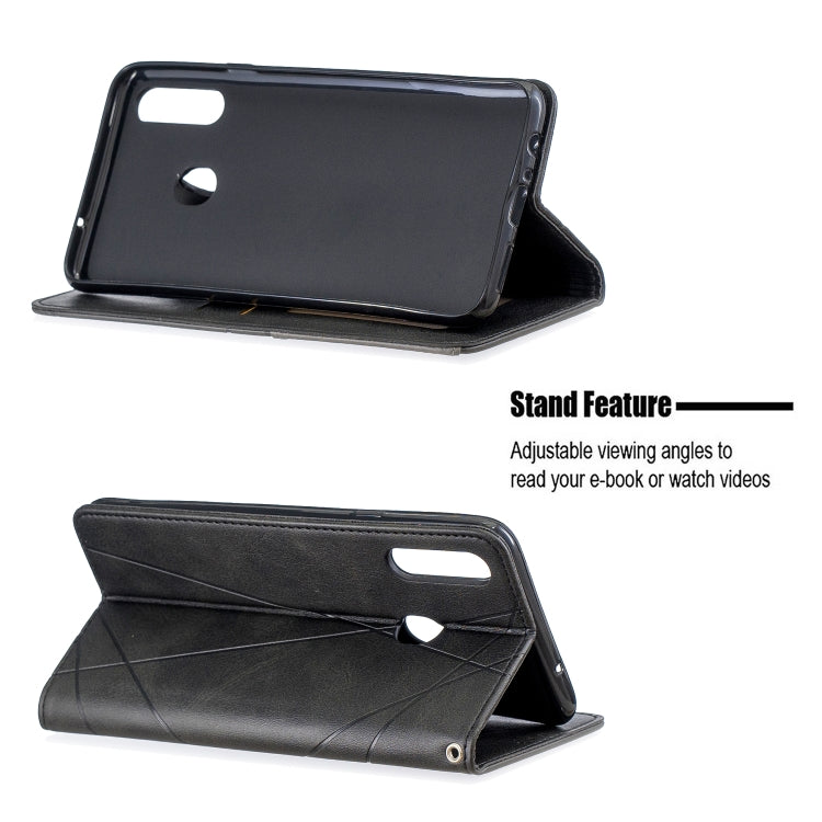 For Galaxy A20s Rhombus Texture Horizontal Flip Magnetic Leather Case with Holder & Card Slots