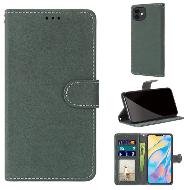 For iPhone 12 / 12 Pro Retro Frosted Horizontal Flip PU Leather Case with Holder & Card Slots & Wallet & Photo Frame