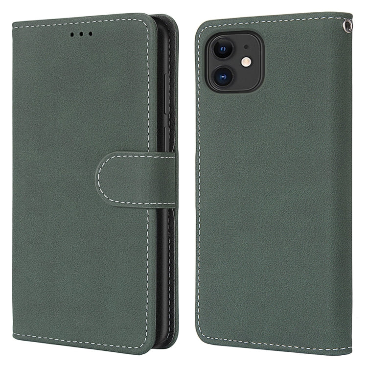 For iPhone 12 / 12 Pro Retro Frosted Horizontal Flip PU Leather Case with Holder & Card Slots & Wallet & Photo Frame