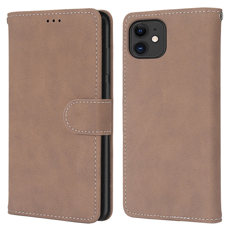 For iPhone 12 / 12 Pro Retro Frosted Horizontal Flip PU Leather Case with Holder & Card Slots & Wallet & Photo Frame