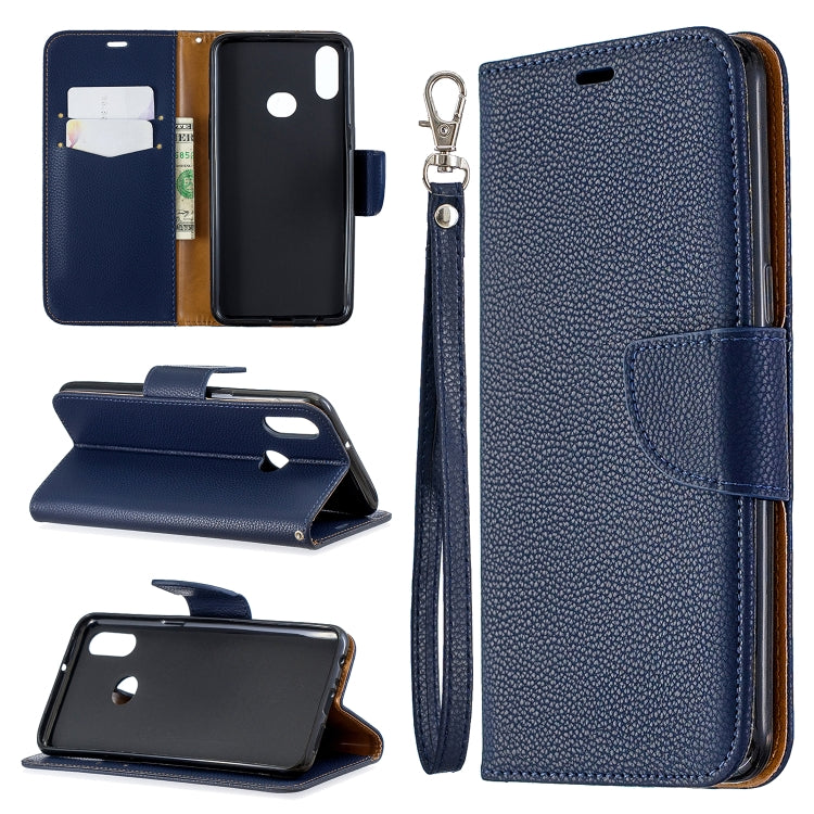 For Galaxy A10s Litchi Texture Pure Color Horizontal Flip PU Leather Case with Holder & Card Slots & Wallet & Lanyard