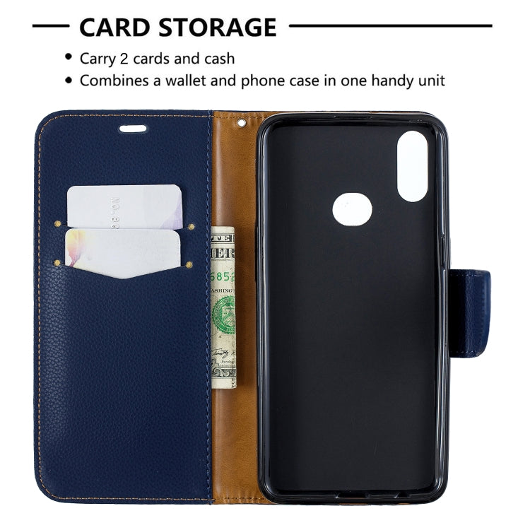 For Galaxy A10s Litchi Texture Pure Color Horizontal Flip PU Leather Case with Holder & Card Slots & Wallet & Lanyard
