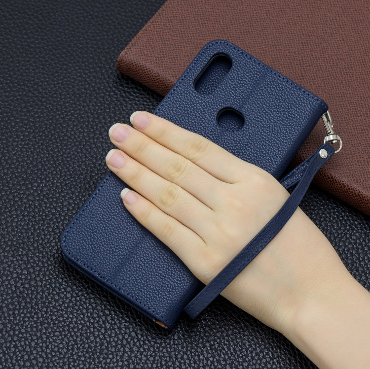 For Galaxy A10s Litchi Texture Pure Color Horizontal Flip PU Leather Case with Holder & Card Slots & Wallet & Lanyard