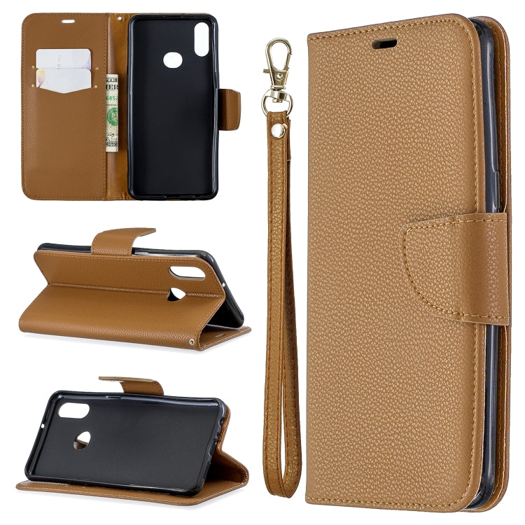 For Galaxy A10s Litchi Texture Pure Color Horizontal Flip PU Leather Case with Holder & Card Slots & Wallet & Lanyard