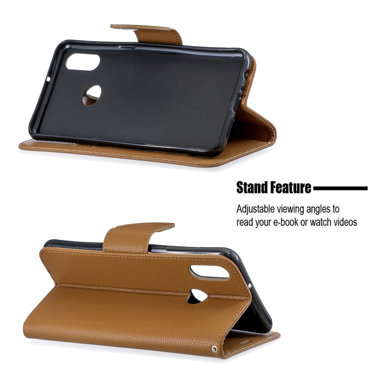 For Galaxy A10s Litchi Texture Pure Color Horizontal Flip PU Leather Case with Holder & Card Slots & Wallet & Lanyard