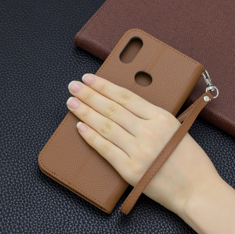 For Galaxy A10s Litchi Texture Pure Color Horizontal Flip PU Leather Case with Holder & Card Slots & Wallet & Lanyard