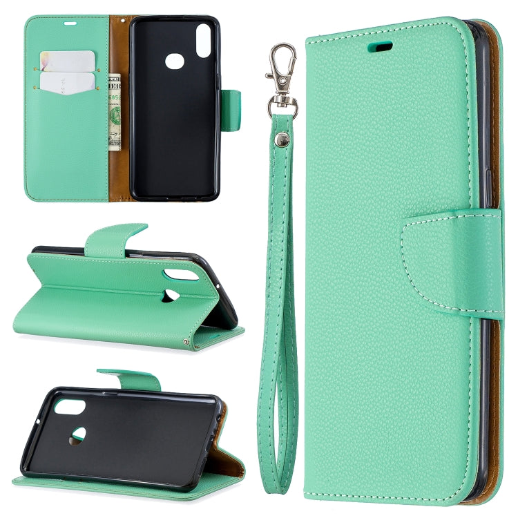 For Galaxy A10s Litchi Texture Pure Color Horizontal Flip PU Leather Case with Holder & Card Slots & Wallet & Lanyard