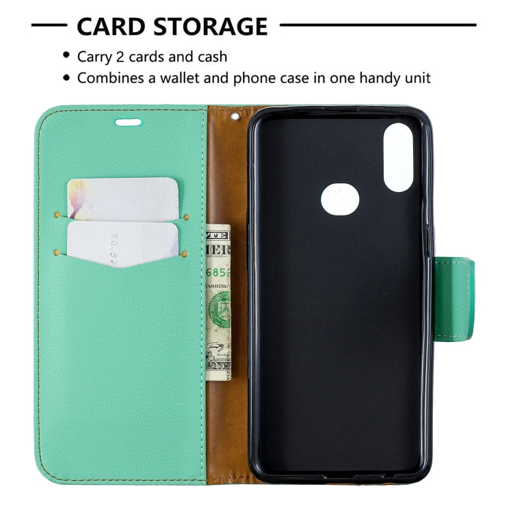 For Galaxy A10s Litchi Texture Pure Color Horizontal Flip PU Leather Case with Holder & Card Slots & Wallet & Lanyard