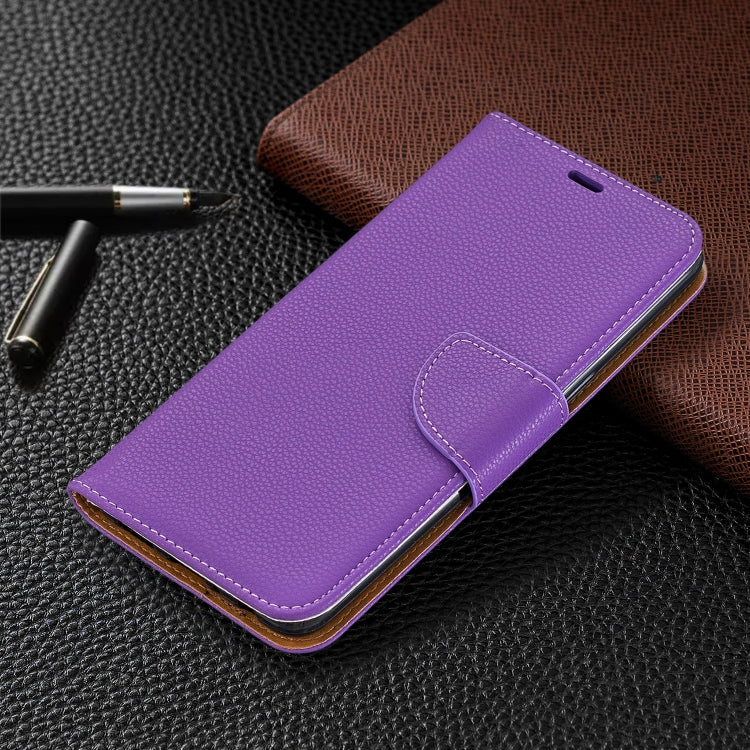 For Galaxy A10s Litchi Texture Pure Color Horizontal Flip PU Leather Case with Holder & Card Slots & Wallet & Lanyard