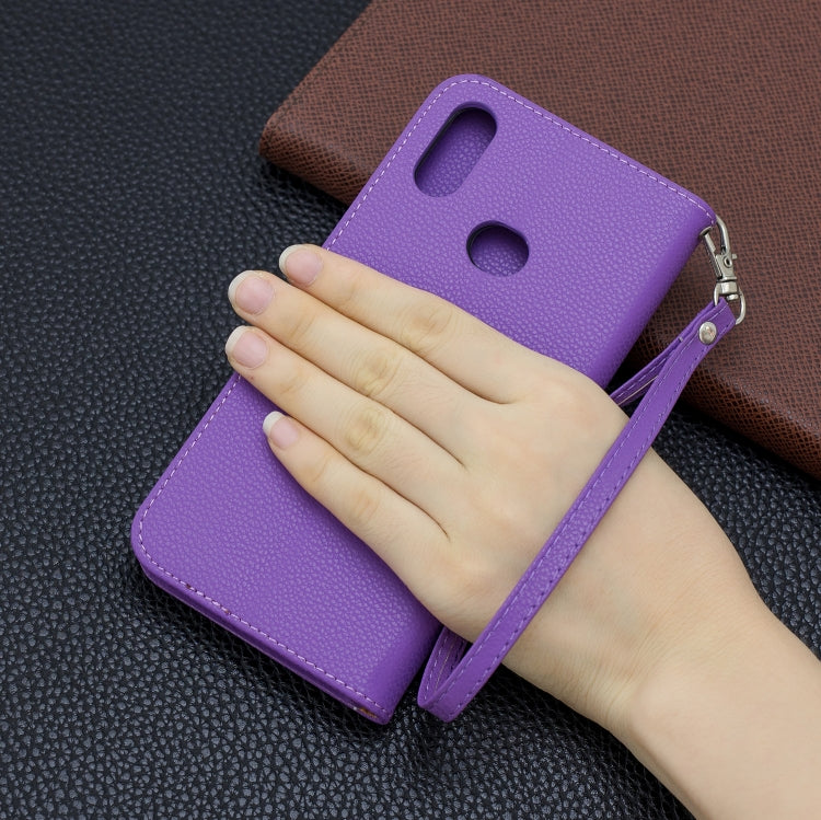 For Galaxy A10s Litchi Texture Pure Color Horizontal Flip PU Leather Case with Holder & Card Slots & Wallet & Lanyard
