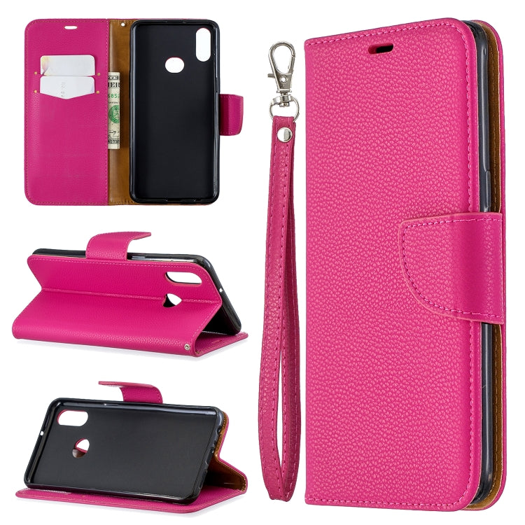 For Galaxy A10s Litchi Texture Pure Color Horizontal Flip PU Leather Case with Holder & Card Slots & Wallet & Lanyard