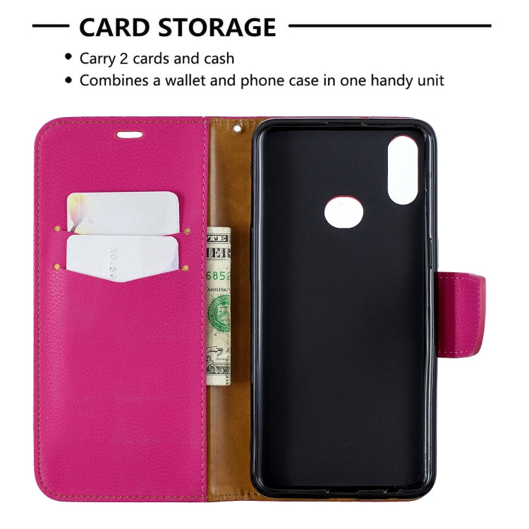 For Galaxy A10s Litchi Texture Pure Color Horizontal Flip PU Leather Case with Holder & Card Slots & Wallet & Lanyard