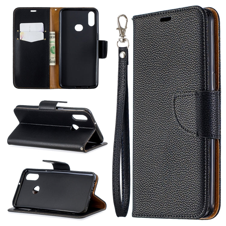 For Galaxy A10s Litchi Texture Pure Color Horizontal Flip PU Leather Case with Holder & Card Slots & Wallet & Lanyard