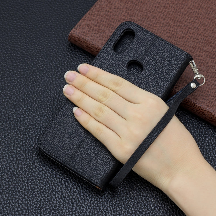 For Galaxy A10s Litchi Texture Pure Color Horizontal Flip PU Leather Case with Holder & Card Slots & Wallet & Lanyard