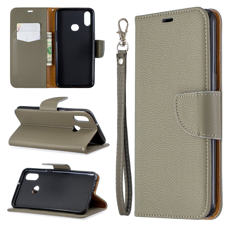 For Galaxy A10s Litchi Texture Pure Color Horizontal Flip PU Leather Case with Holder & Card Slots & Wallet & Lanyard