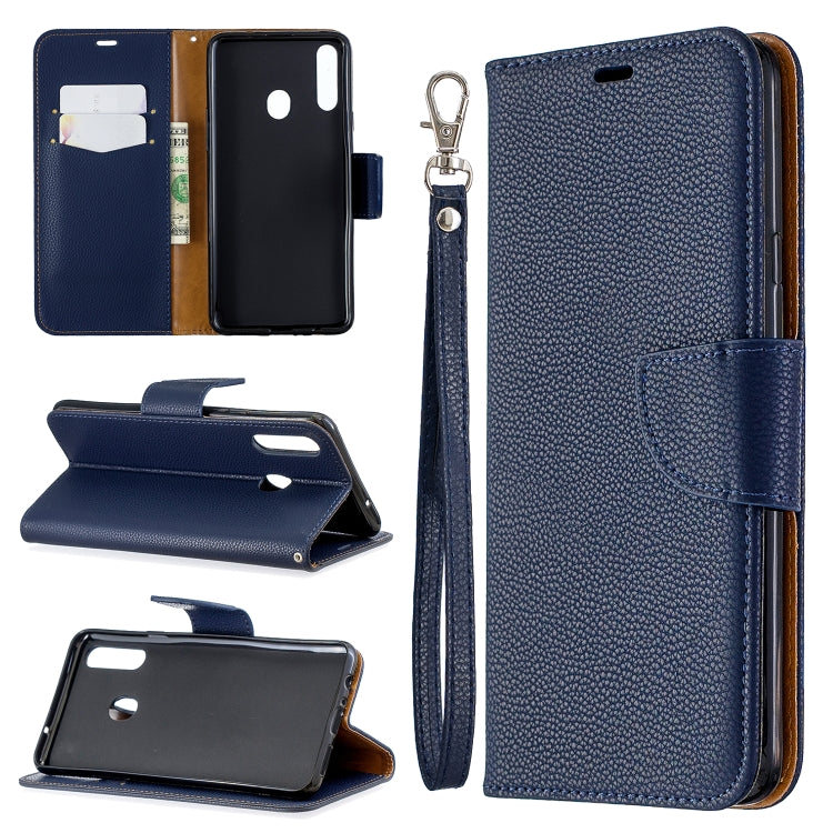 For Galaxy A20s Litchi Texture Pure Color Horizontal Flip PU Leather Case with Holder & Card Slots & Wallet & Lanyard