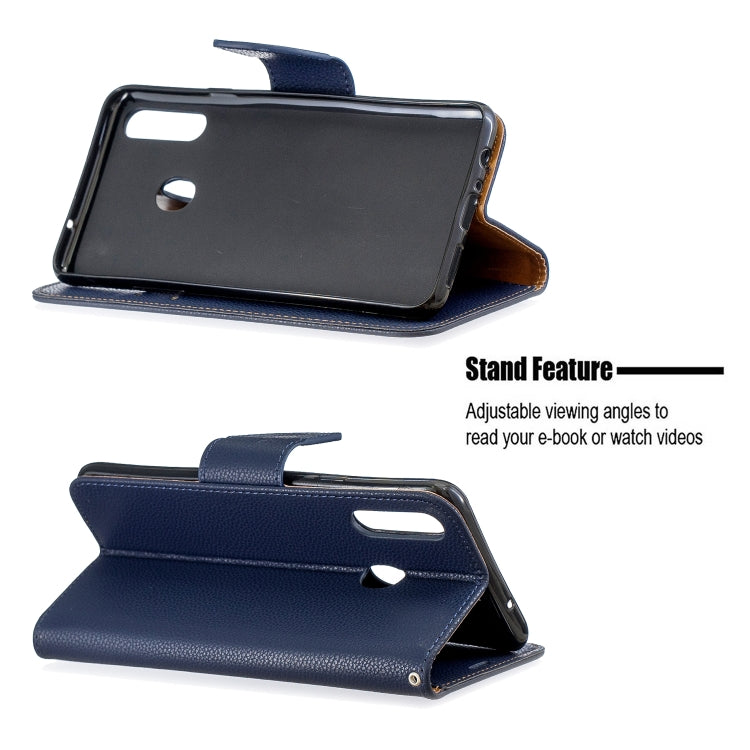 For Galaxy A20s Litchi Texture Pure Color Horizontal Flip PU Leather Case with Holder & Card Slots & Wallet & Lanyard
