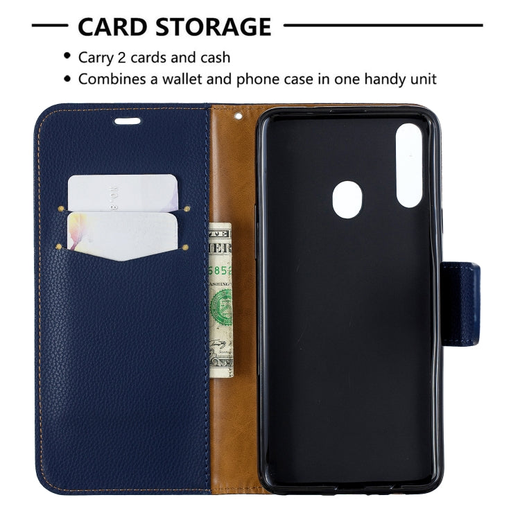 For Galaxy A20s Litchi Texture Pure Color Horizontal Flip PU Leather Case with Holder & Card Slots & Wallet & Lanyard