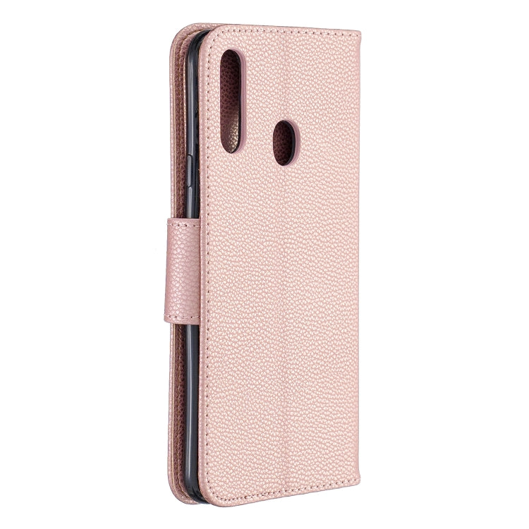 For Galaxy A20s Litchi Texture Pure Color Horizontal Flip PU Leather Case with Holder & Card Slots & Wallet & Lanyard