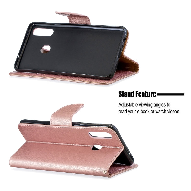 For Galaxy A20s Litchi Texture Pure Color Horizontal Flip PU Leather Case with Holder & Card Slots & Wallet & Lanyard