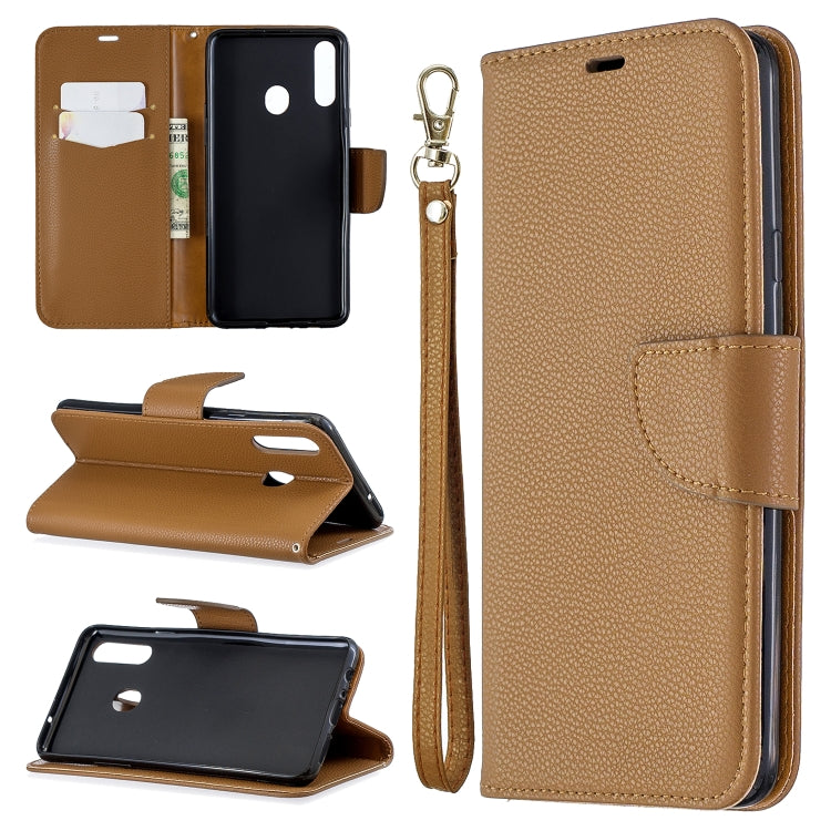 For Galaxy A20s Litchi Texture Pure Color Horizontal Flip PU Leather Case with Holder & Card Slots & Wallet & Lanyard