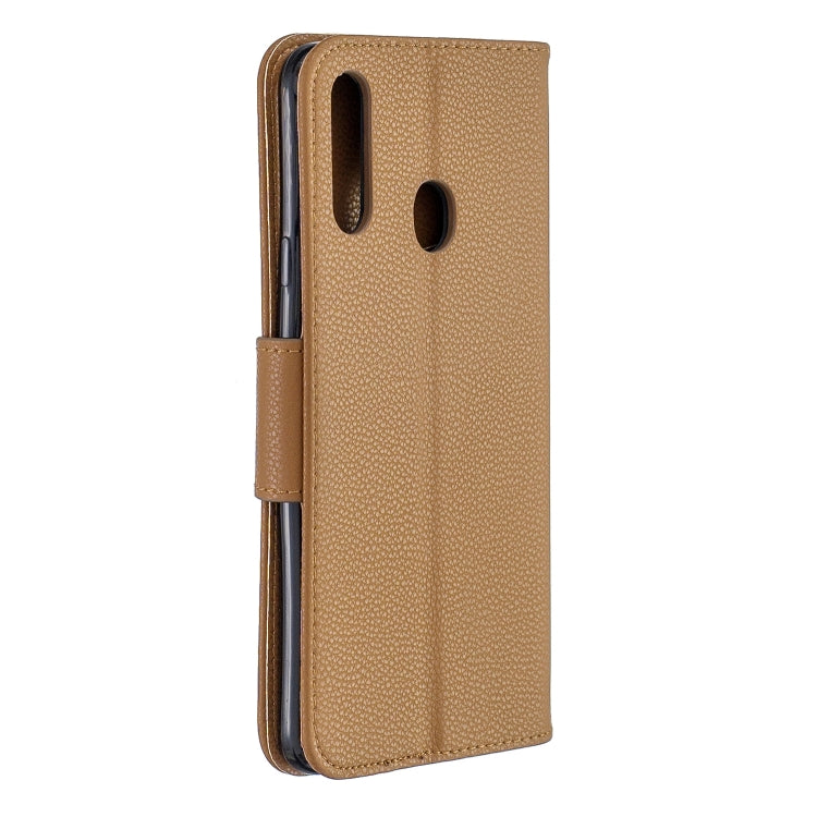 For Galaxy A20s Litchi Texture Pure Color Horizontal Flip PU Leather Case with Holder & Card Slots & Wallet & Lanyard