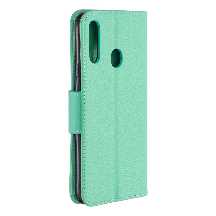 For Galaxy A20s Litchi Texture Pure Color Horizontal Flip PU Leather Case with Holder & Card Slots & Wallet & Lanyard