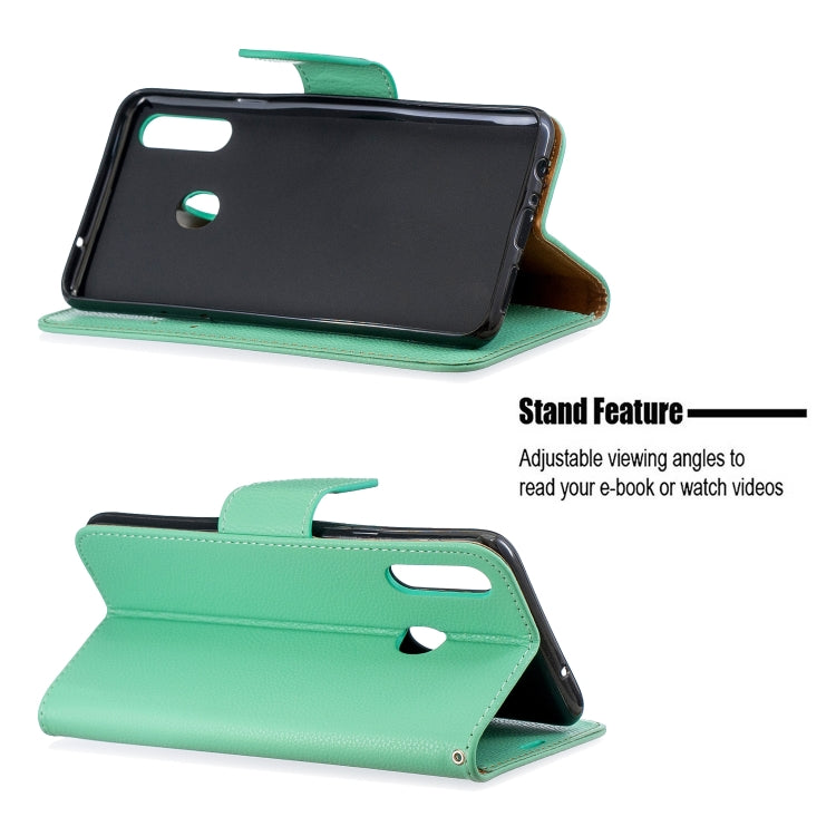For Galaxy A20s Litchi Texture Pure Color Horizontal Flip PU Leather Case with Holder & Card Slots & Wallet & Lanyard