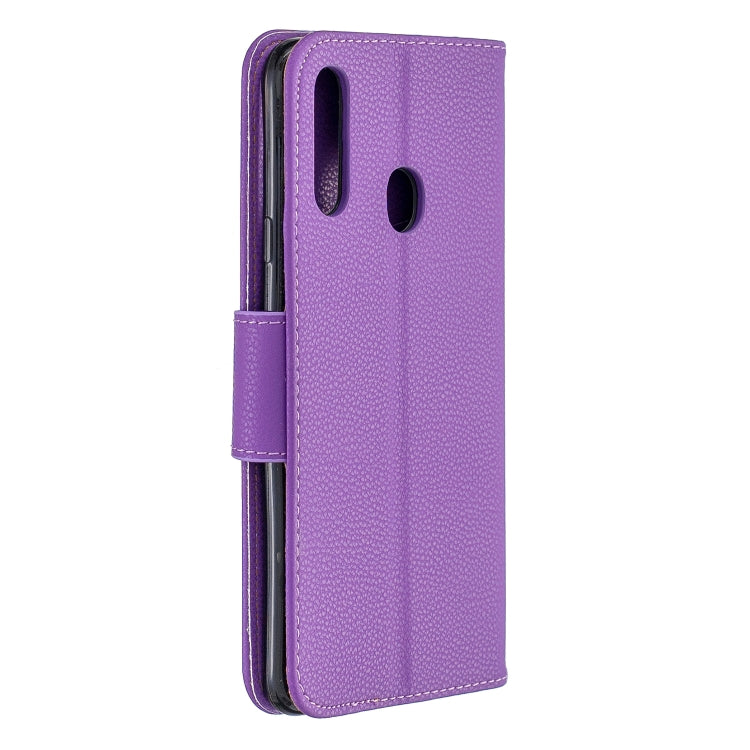 For Galaxy A20s Litchi Texture Pure Color Horizontal Flip PU Leather Case with Holder & Card Slots & Wallet & Lanyard