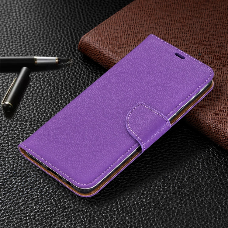 For Galaxy A20s Litchi Texture Pure Color Horizontal Flip PU Leather Case with Holder & Card Slots & Wallet & Lanyard